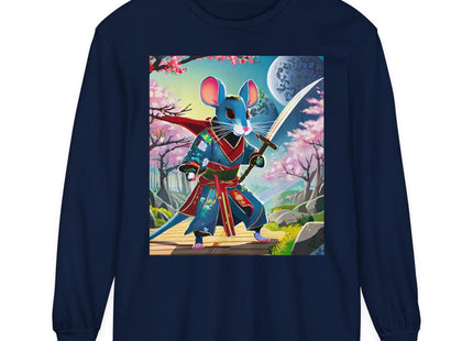 Cyber Samurai Rat Garment-dyed Long Sleeve T-Shirt