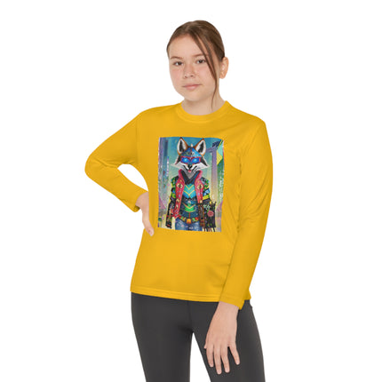 Cyber Hyena Youth Long Sleeve Competitor Tee – Neon Mischief & Futuristic Style