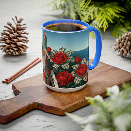 ⛵🌹 The Seaside Rose Traveler Colorful Mug – Art Deco Floral Elegance