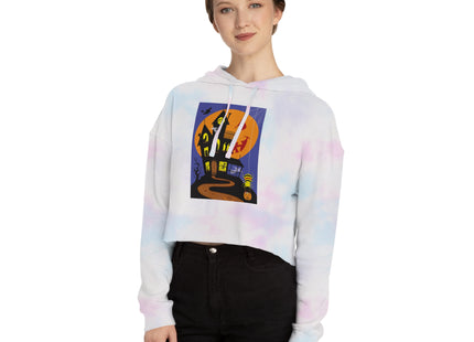 Halloween Night at the Haunted House Women’s Cropped Hooded Sweatshirt