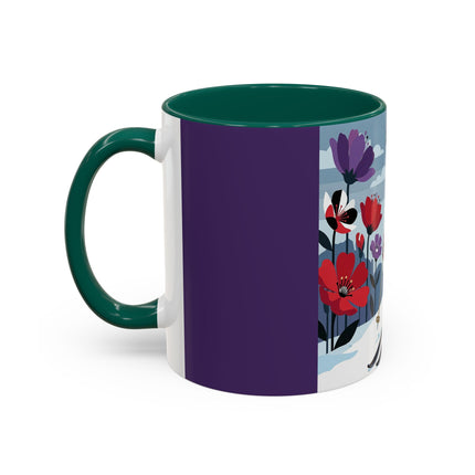🎿❄️ The Winter Flower Skier Colorful Mug – Art Deco Alpine Fantasy
