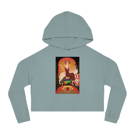 January & Garnet (from the Gem Series) by Sofia Chiostri Women’s Cropped Hooded Sweatshirt