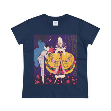 🌹🌙 The Queen Of The Midnight Roses Cotton Tee – Art Deco Garden Fantasy