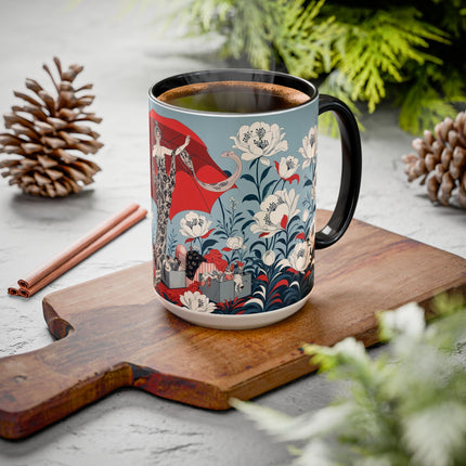❤️🌺 The Scarlet Parasol Spectacle Colorful Mug – Art Deco Fashion Elegance