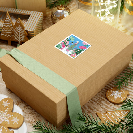 🐦🎄 The Lady Of The Christmas Songbird Kiss-Cut Sticker – Art Deco Holiday Fantasy