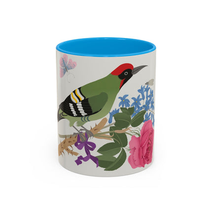 Woodpecker & Rose Colorful Mugs – Vibrant Spring & Bold Beauty