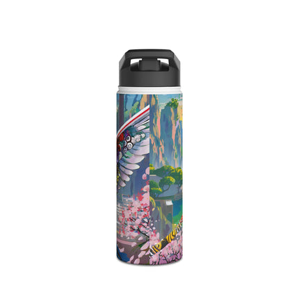 Cyberpunk Samurai Owl Stainless Steel Water Bottle