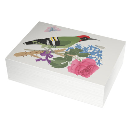 Woodpecker & Rose Greeting Card – Charming Beauty & Refined Simplicity