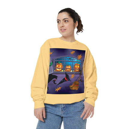 Whimsical Halloween Mischief Unisex Garment-Dyed Sweatshirt
