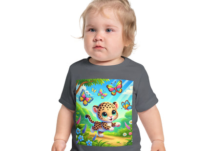 Butterfly Chase Leopard Cub Baby Short Sleeve T-Shirt