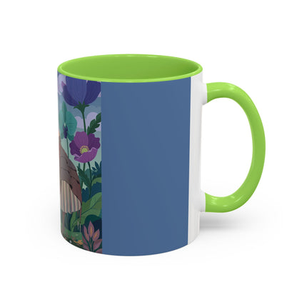 The Lady And The Enchanted Heron Colorful Mugs – Art Deco Botanical Elegance