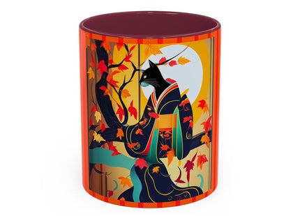 Black Cat in Kimono Colorful Mugs, 11oz