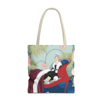 💌🌸 The Lady Of The Secret Letters Tote Bag – Art Deco Floral Elegance