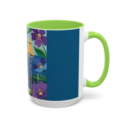 The Lady Of The Golden Horizon Colorful Mugs – Art Deco Coastal Elegance