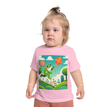 Young Frog’s Kite Adventure Baby T-Shirt – A Sky Full of Play