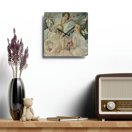 Les Femmes Fatales by Gerda Wegener Acrylic Wall Clock, Round and Square