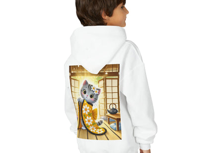 Playful Kitten in the Tea Room Youth Heavy Blend Hooded Sweatshirt