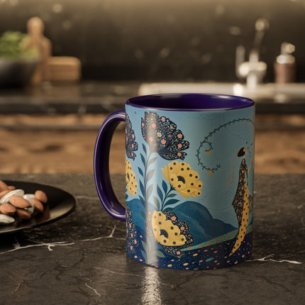 🌼🦋 The Enchanted Butterfly Garden Promenade Colorful Mug – Art Deco Floral Whimsy