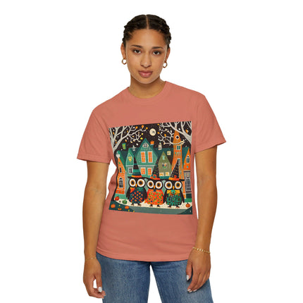Night of the Trick-or-Treating Owlets Unisex Garment-Dyed T-shirt