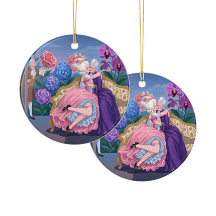 🌹💜 The Secret Embrace Ceramic Ornament – Art Deco Floral Romance