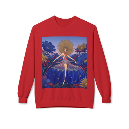 🌞🌸 The Celestial Blossom Garden Dancer Midweight Crewneck Sweatshirt – Art Deco Floral Fantasy