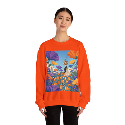 🌺🧡 The Lady Of The Golden Garden Crewneck Sweatshirt – Art Deco Fashion Fantasy
