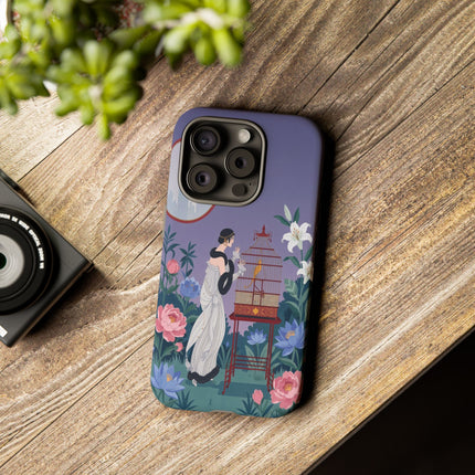 🌸🐦 The Lady Of The Garden Birdcage Phone Case – Art Deco Floral Elegance