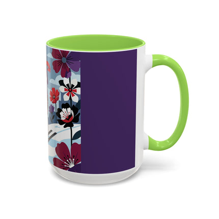 🎿❄️ The Winter Flower Skier Colorful Mug – Art Deco Alpine Fantasy