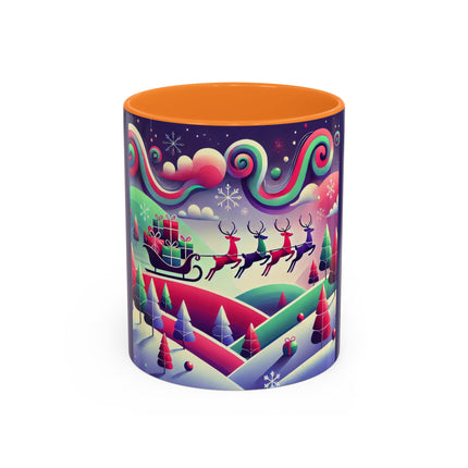Festive Reindeer Flight Colorful Mugs (11oz, 15oz)