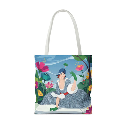 🌺🦚 The Lady Of The Peacock Garden Tote Bag – Art Deco Floral Fashion