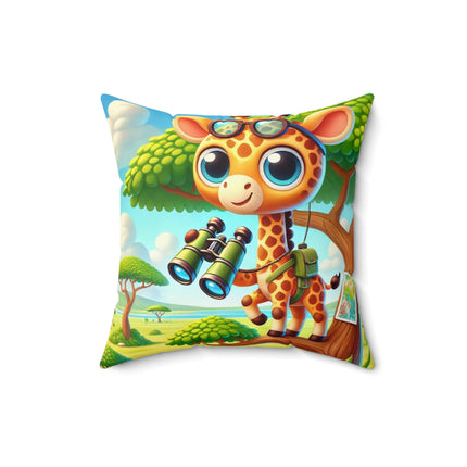 Giraffe Lookout Spun Polyester Square Pillow