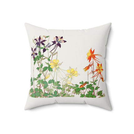 Aquilegia Flower by Tanigami Kônan Spun Polyester Square Pillow