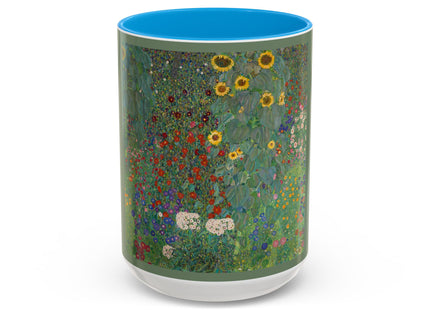 Farm Garden with Sunflowers by Gustav Klimt Colorful Mugs (11oz, 15oz)