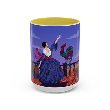 The Dawn Serenade Colorful Mug (11oz, 15oz) – Rooster Beauty, Morning Charm & Art Deco Elegance