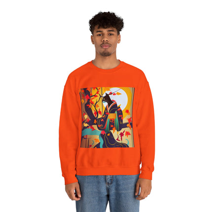 Black Cat in Kimono Unisex Heavy Blend™ Crewneck Sweatshirt