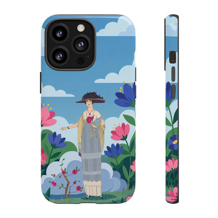 🌸🎩 The Lady Of The Grand Flower Garden Phone Case – Art Deco Fashion Illustration