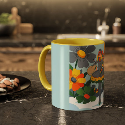 ❄️🌼 The Winter Flower Wanderer Colorful Mug – Colorful Art Deco Snow Fantasy
