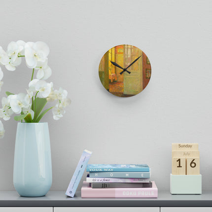 Interior, Window Light by Henri Le Sidaner Acrylic Wall Clock, Round & Square