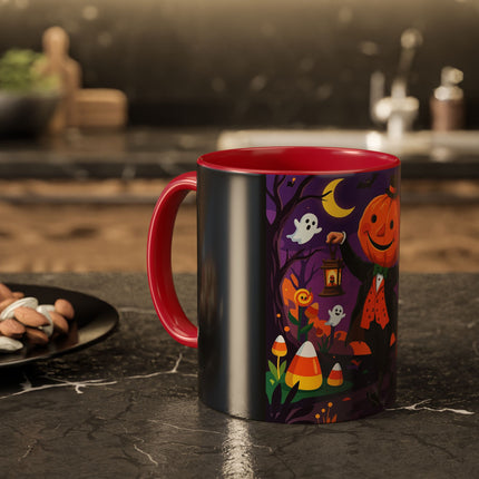 🎃🏮 The Pumpkin Gentleman's Moonlit Stroll Colorful Mug – Whimsical Halloween Charm
