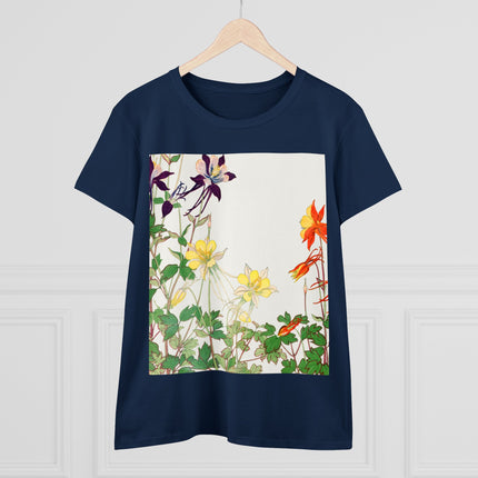 Aquilegia Flowers by Tanigami Kônan Women's Midweight Cotton Tee