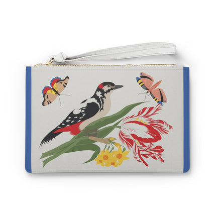 Woodpecker & Tulip Clutch Bag – Vibrant Energy & Cheerful Charm