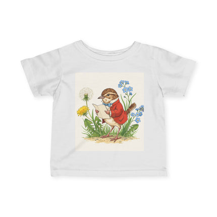 🐦📜 The Little Meadow Songbird Infant Fine Jersey Tee – Whimsical Woodland Charm