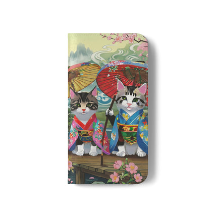 🌸🐱 Kimono Kitties Flip Case – Whimsical Elegance & Storybook Charm