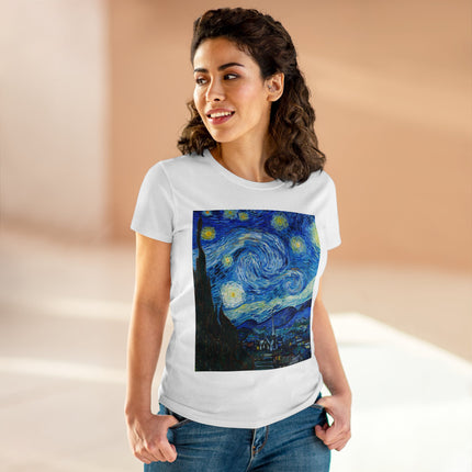 The Starry Night by Vincent Van Gogh Women's Midweight Cotton Tee