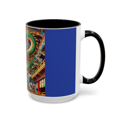 Tibetan Dragon Over Kabuki Duel Colorful Mugs (11oz, 15oz)
