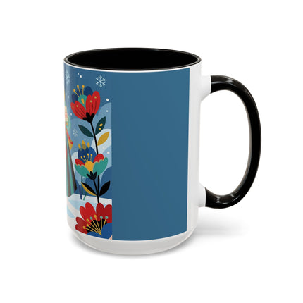 ❤️❄️ The Winter Heart Messenger Colorful Mug – Art Deco Snow Garden Fantasy