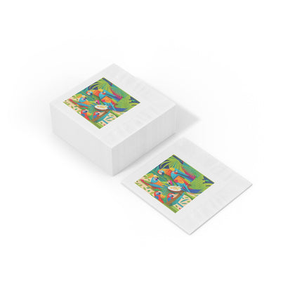Colorful Macaws White Coined Napkins