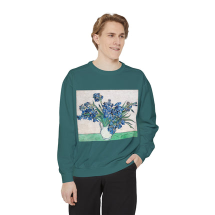Irises by Vincent Van Gogh Unisex Garment-Dyed Sweatshirt