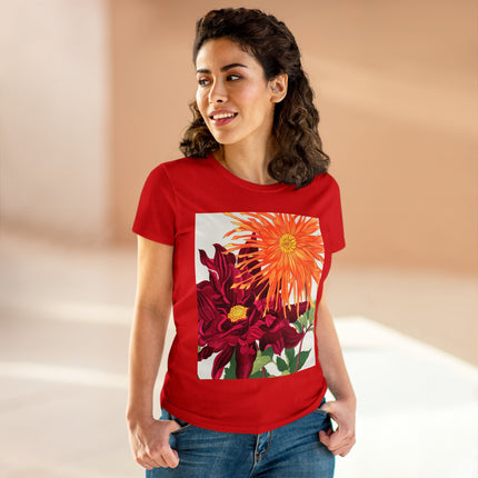 Dahlia Flower by Tanigami Kônan Women's Midweight Cotton Tee