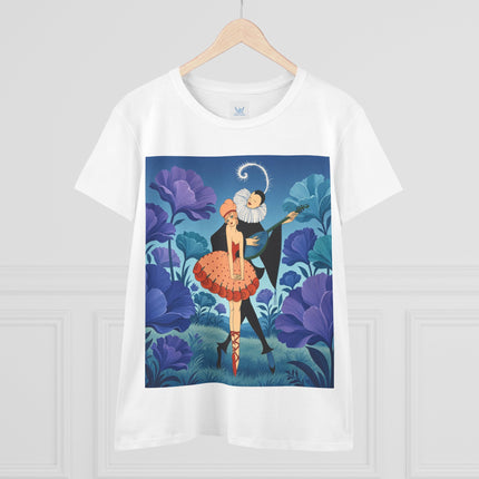 🎭🌺 The Garden Duet Cotton Tee – Art Deco Musical Whimsy